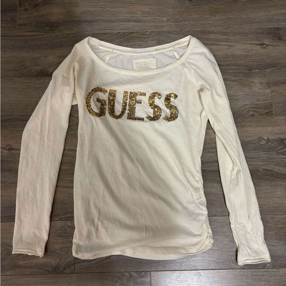 Guess Cream Shirt with Gold Accents